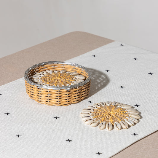 Rattan Sea Shell Coasters - Set of 4