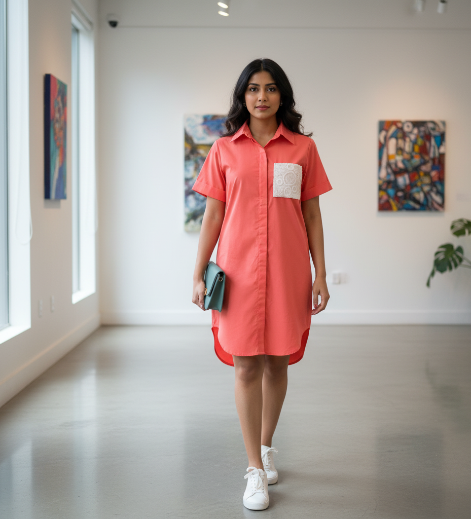 Coral Charm Shirt Dress