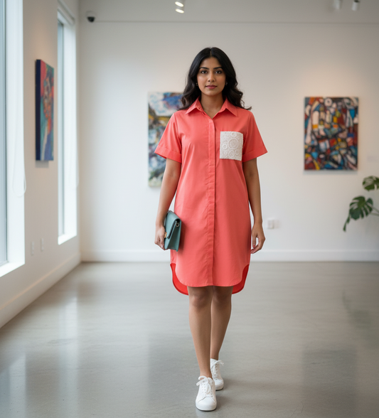Coral Charm Shirt Dress