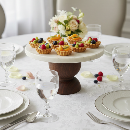 Marble Wooden Circle Cake Stand