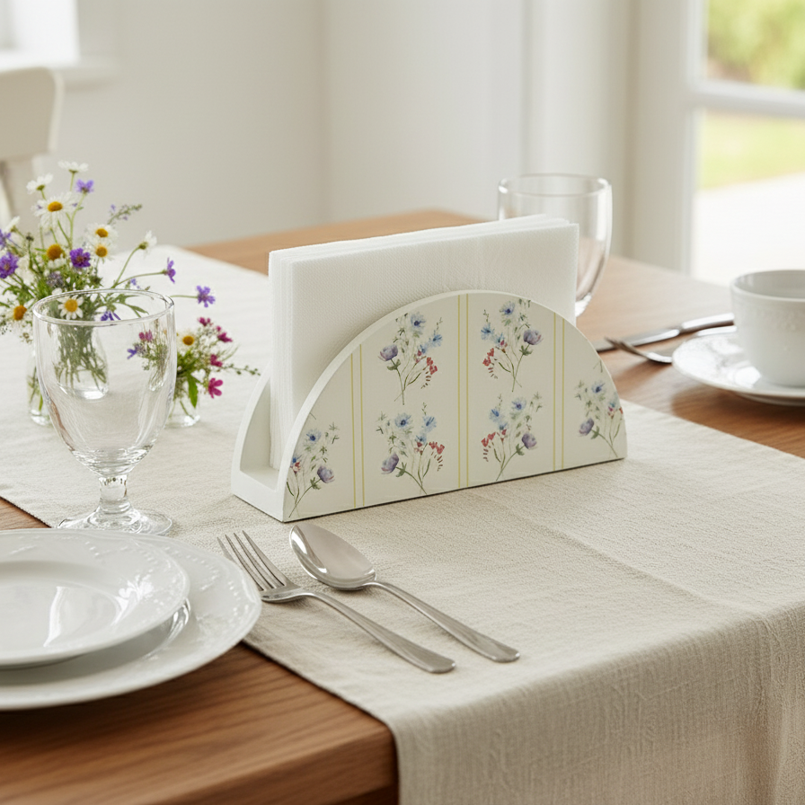 Serene Bloom Ivory Napkin Holder