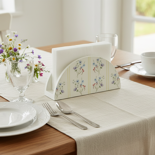 Serene Bloom Ivory Napkin Holder