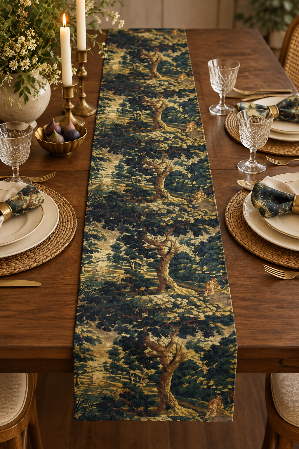 Vintage Forest Garden Artisanal Table Runner