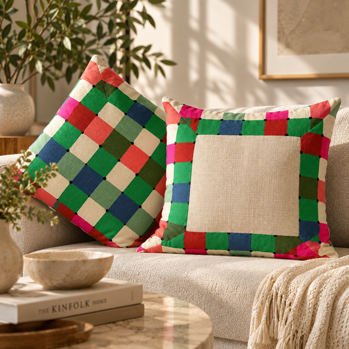 Maximalist Checks Cushion Cover