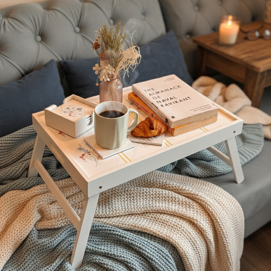 Serene Bloom Breakfast Tray Table