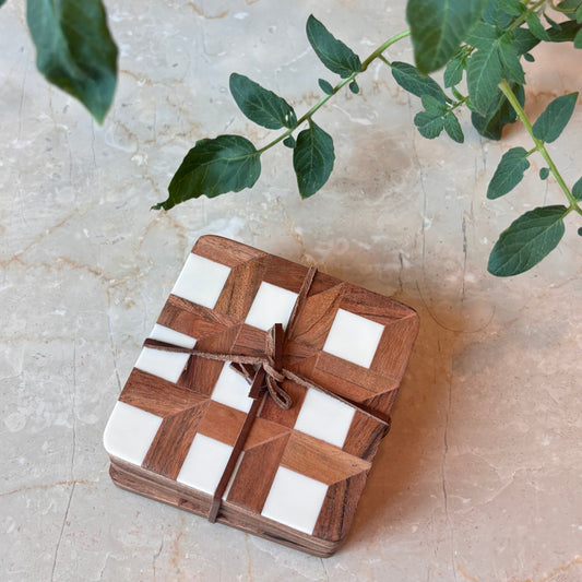 Wood & Marble Inlay Coasters