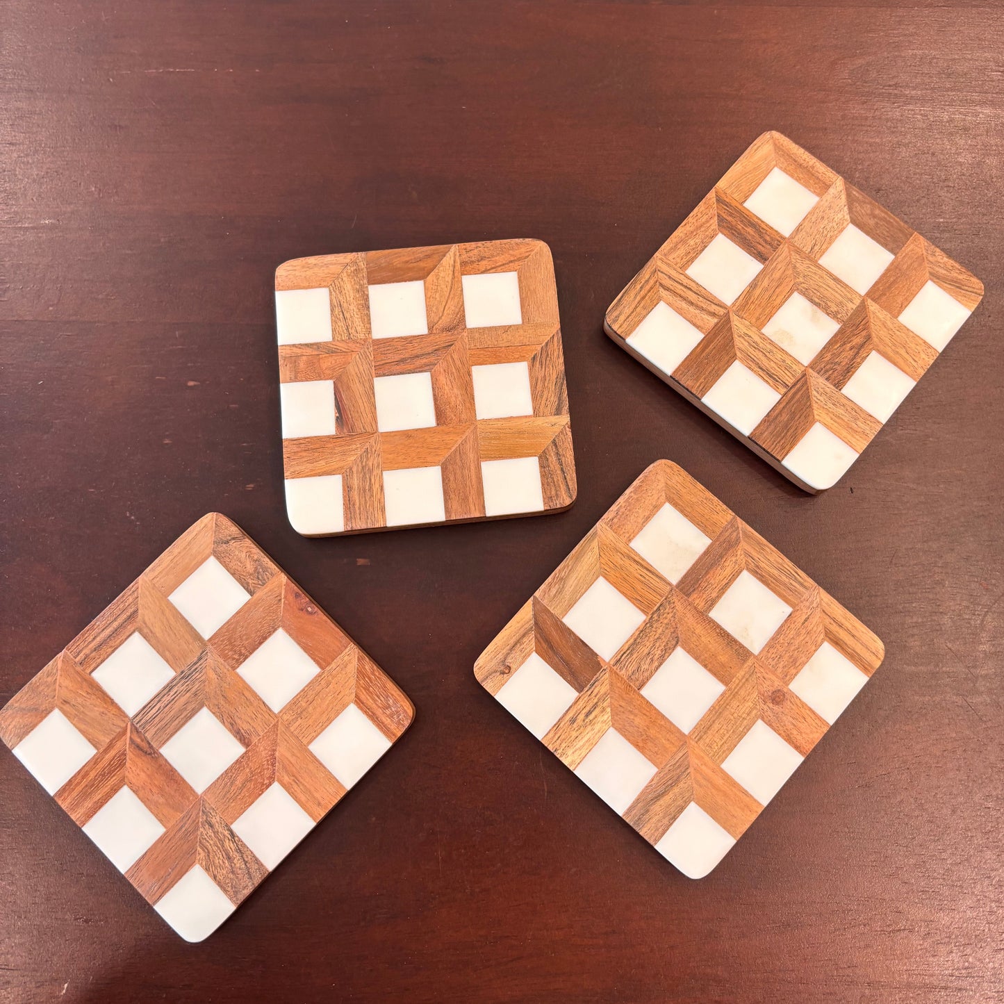 Wood & Marble Inlay Coasters