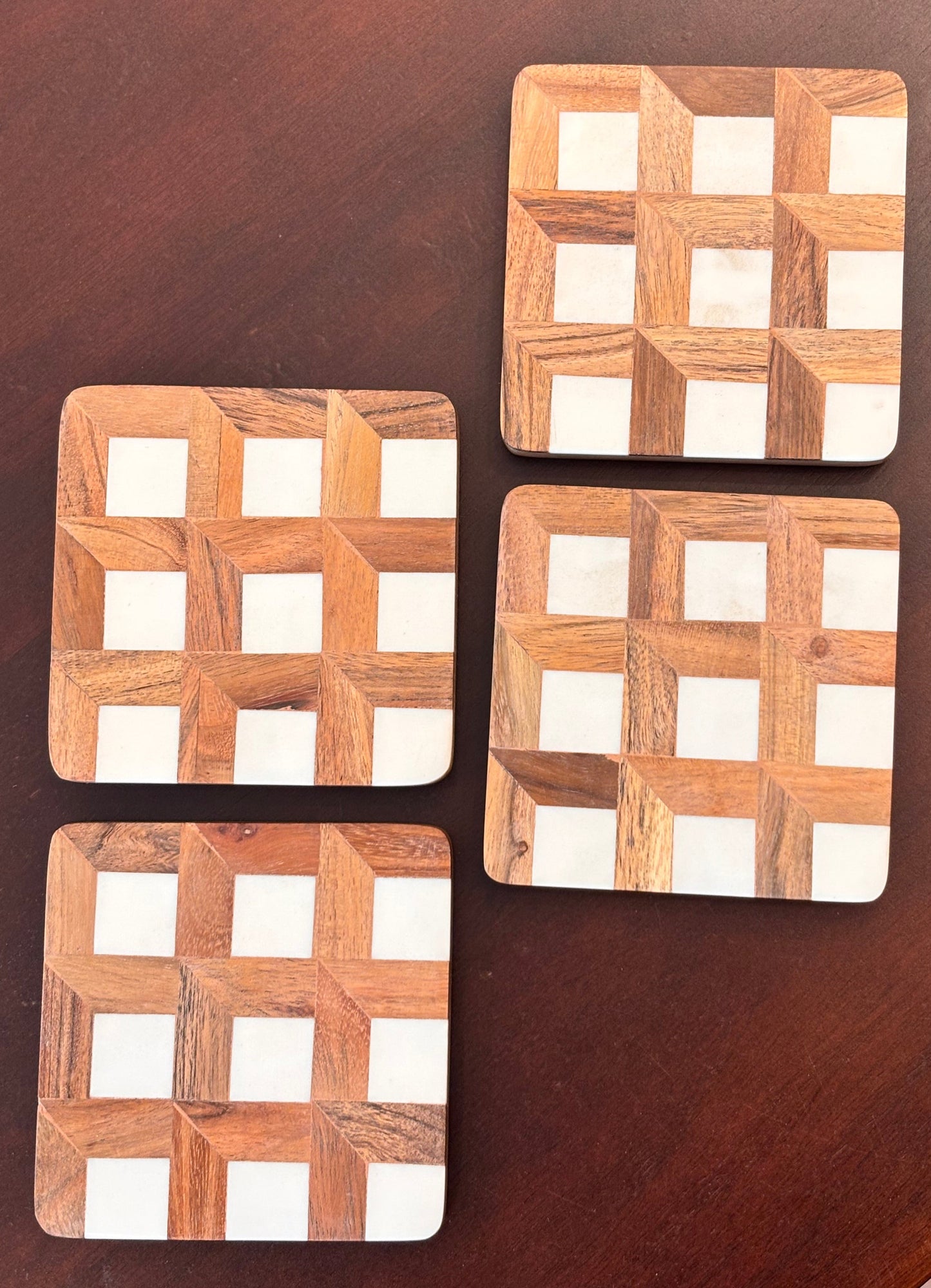 Wood & Marble Inlay Coasters