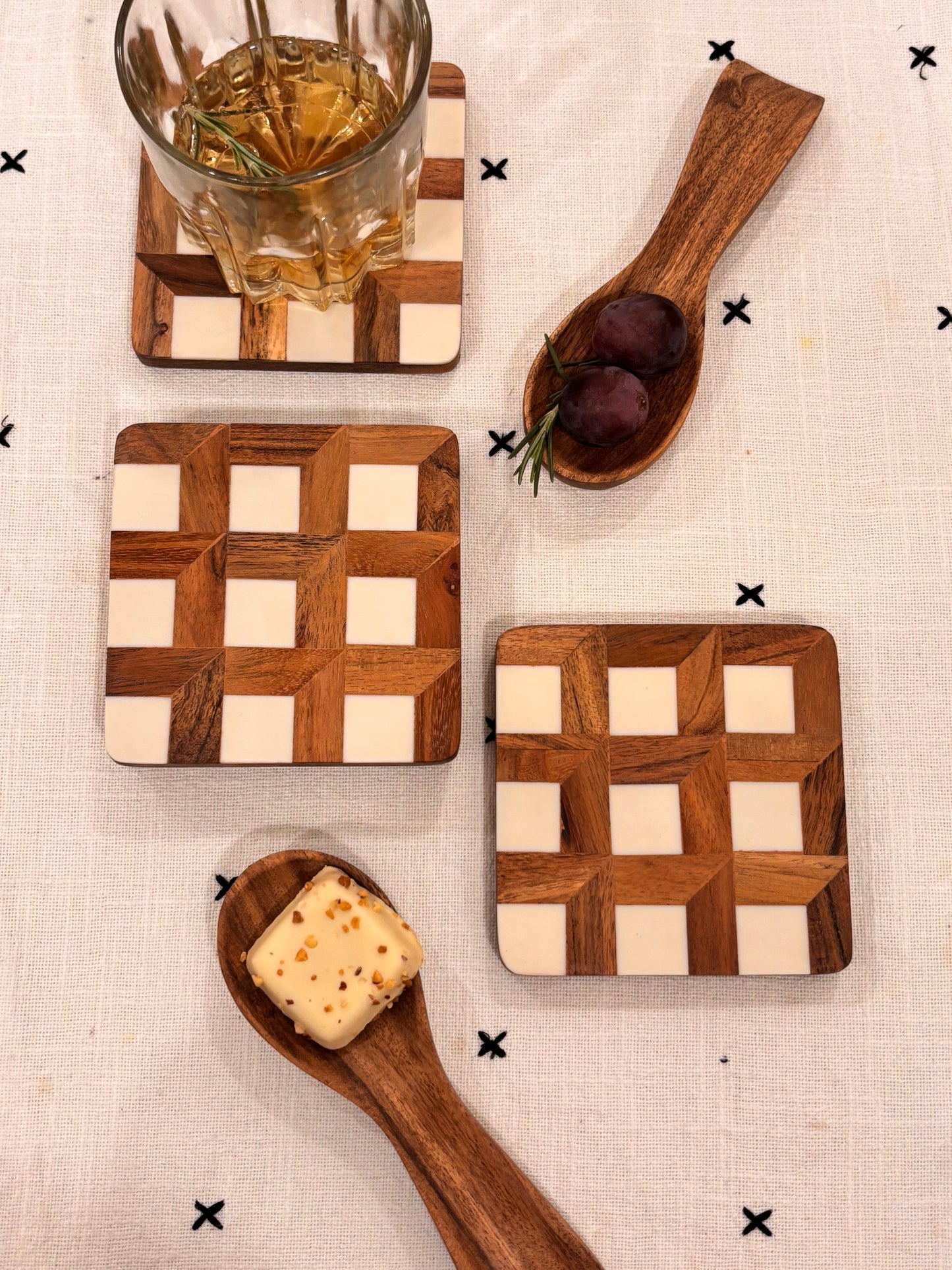Wood & Marble Inlay Coasters