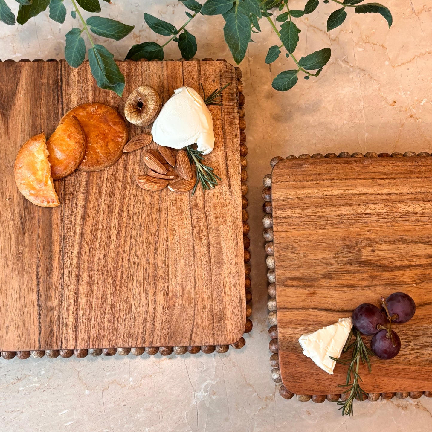 Wood Beaded Serving Platter - small