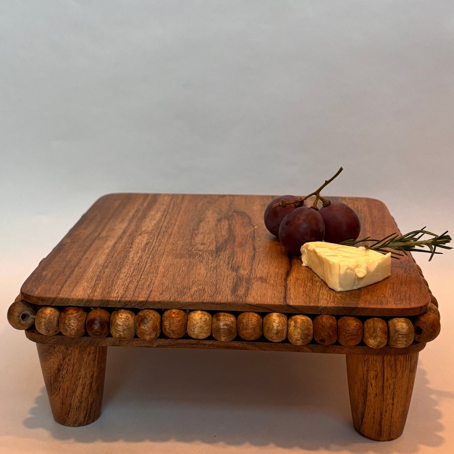 Wood Beaded Serving Platter - small