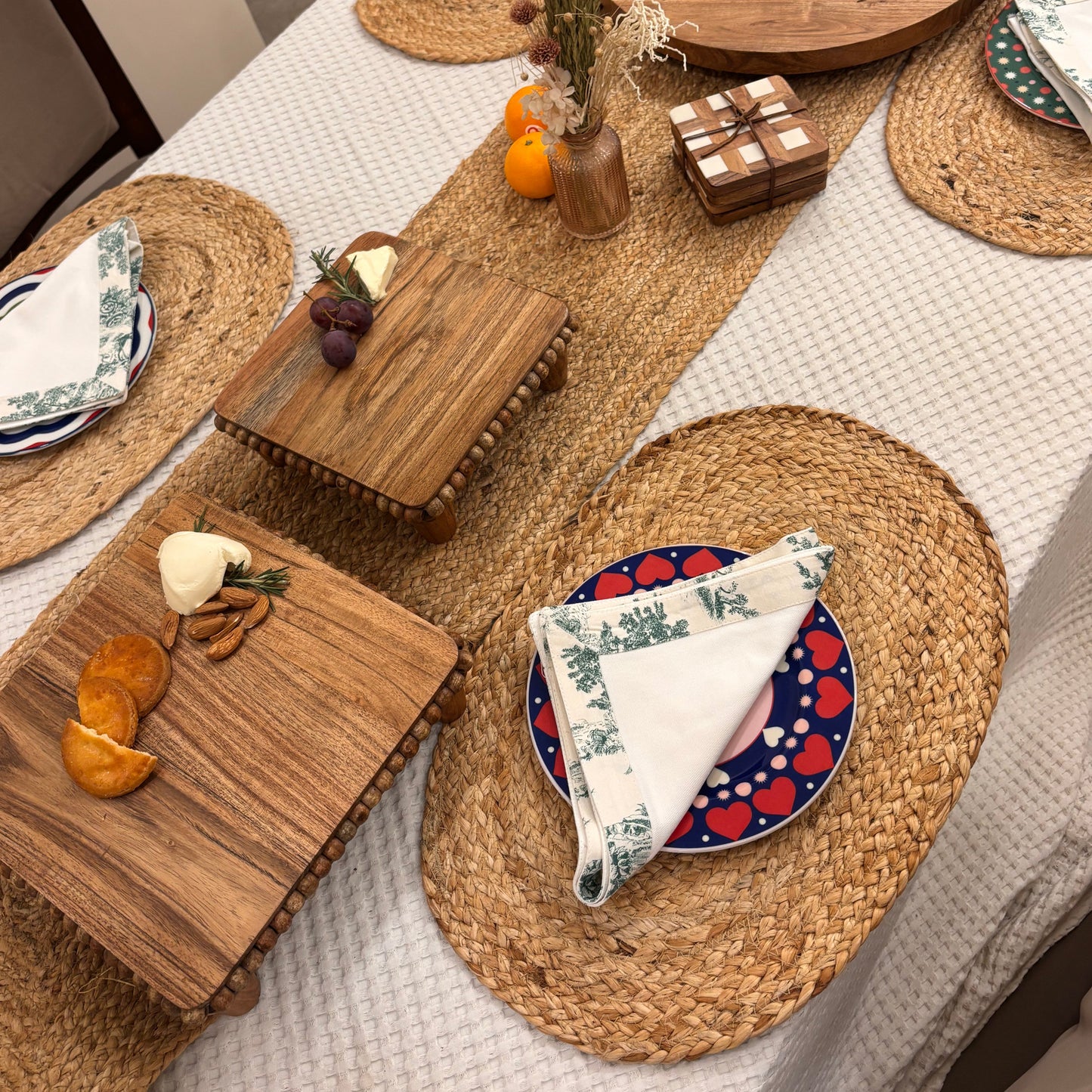 Wood Beaded Serving Platter - small