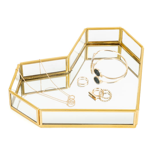 Gilded Gold Glass Heart Tray