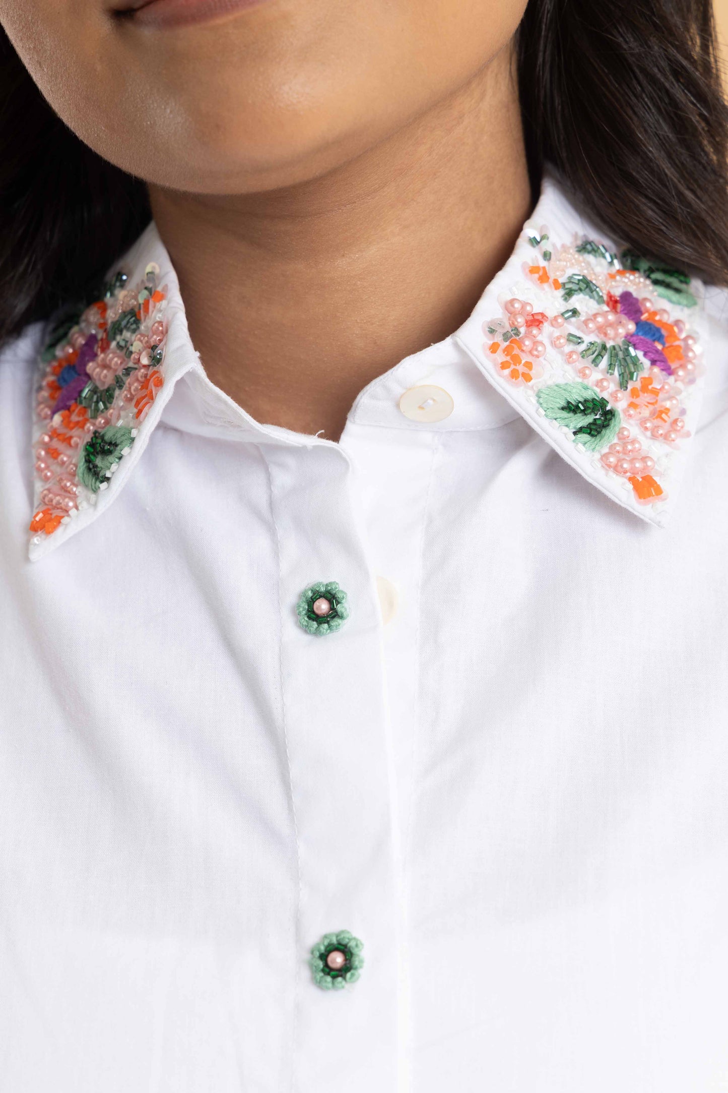Glam Beaded Collar Shirt