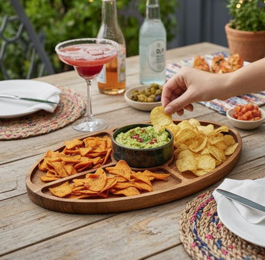 Wooden Oval Chip and Dip